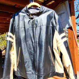 Wilsons Black/Off White  Leather Scooter Jacket